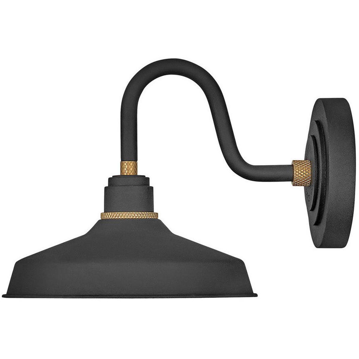 Hinkley 10231TK Foundry Classic LED 9.25 inch Textured Black with Brass Outdoor Barn Light, Gooseneck