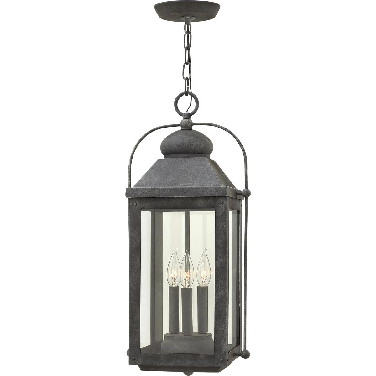 Hinkley 1852DZ Heritage Anchorage 3 Light 11 inch Aged Zinc Outdoor Hanging Lantern in Non-LED