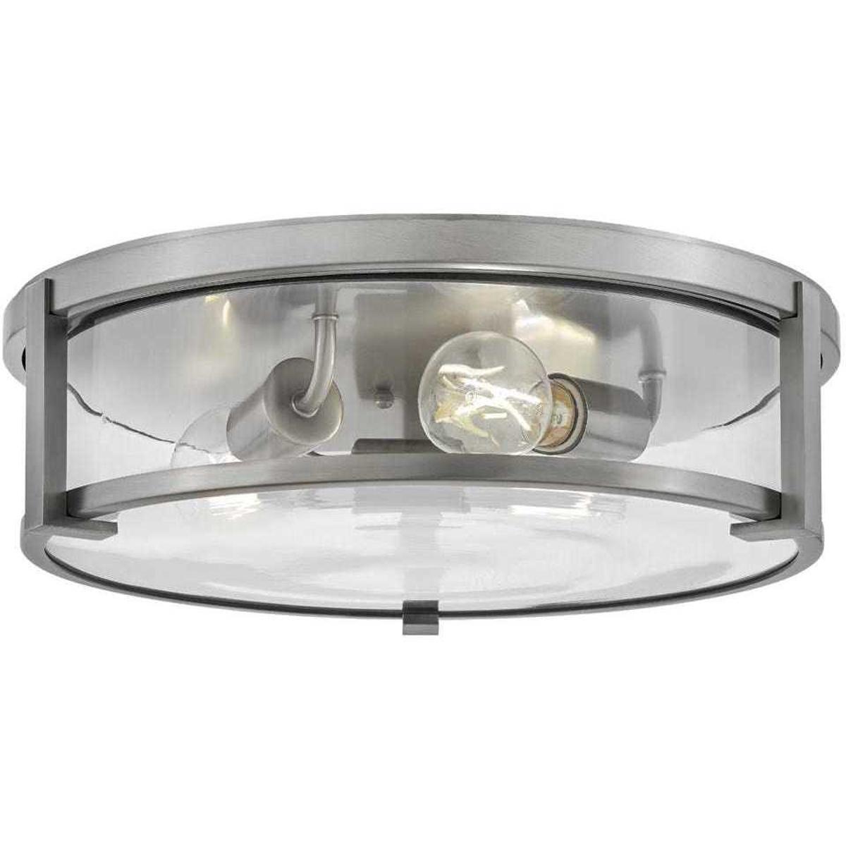 Hinkley 3243AN-CL Lowell 3 Light 16 inch Antique Nickel with Clear glass Foyer Light Ceiling Light, Flush Mount