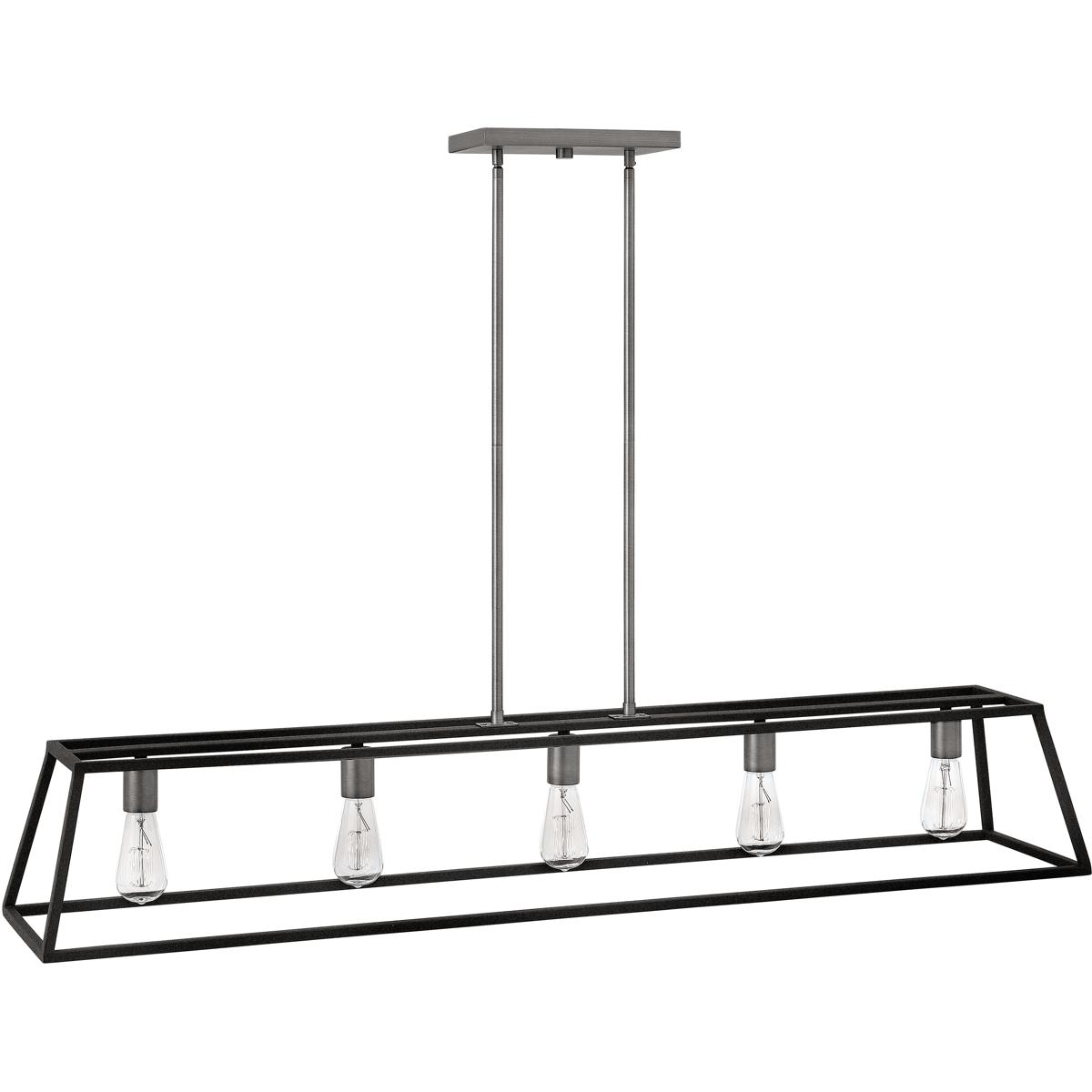 Hinkley 3335DZ Fulton 5 Light 50 inch Aged Zinc with Antique Nickel Indoor Linear Chandelier Ceiling Light