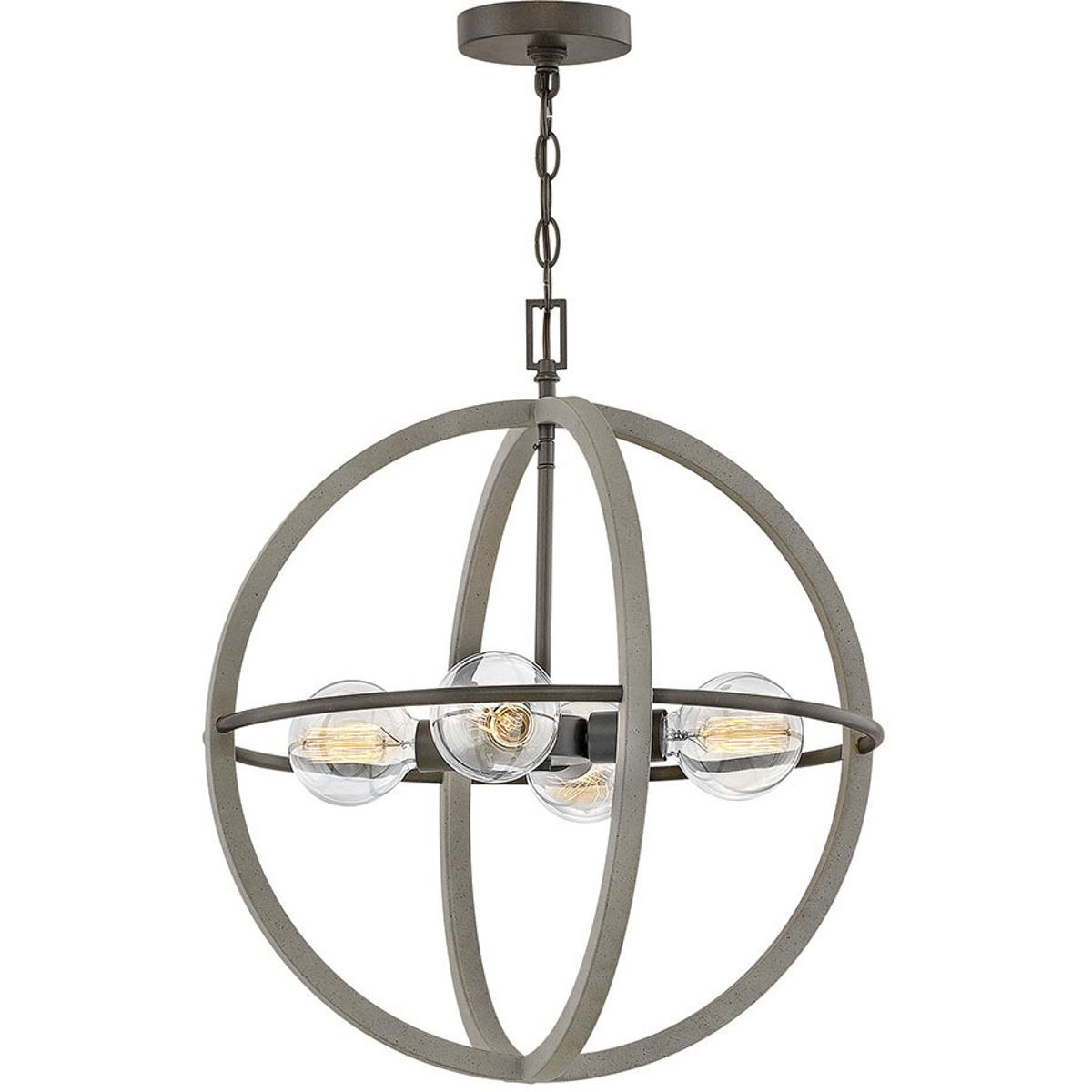 Hinkley 3424DC Bodie 4 Light 20 inch Dark Cement with Bronze Indoor Chandelier Ceiling Light