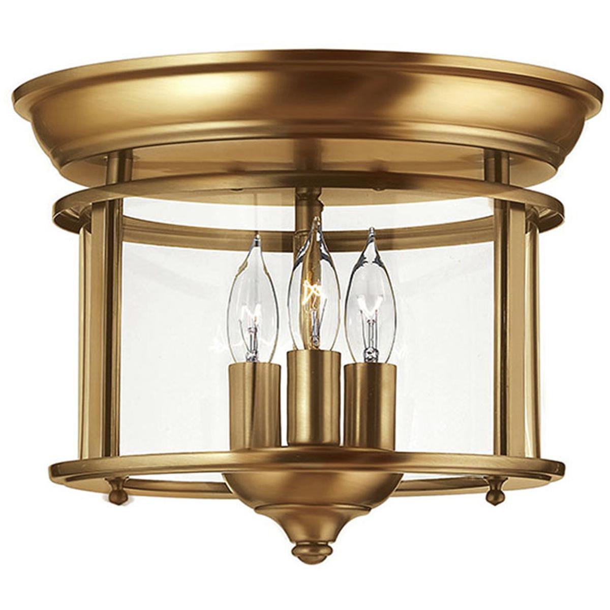 Hinkley 3473HR Gentry 3 Light 11.5 inch Heirloom Brass Indoor Flush Mount Ceiling Light