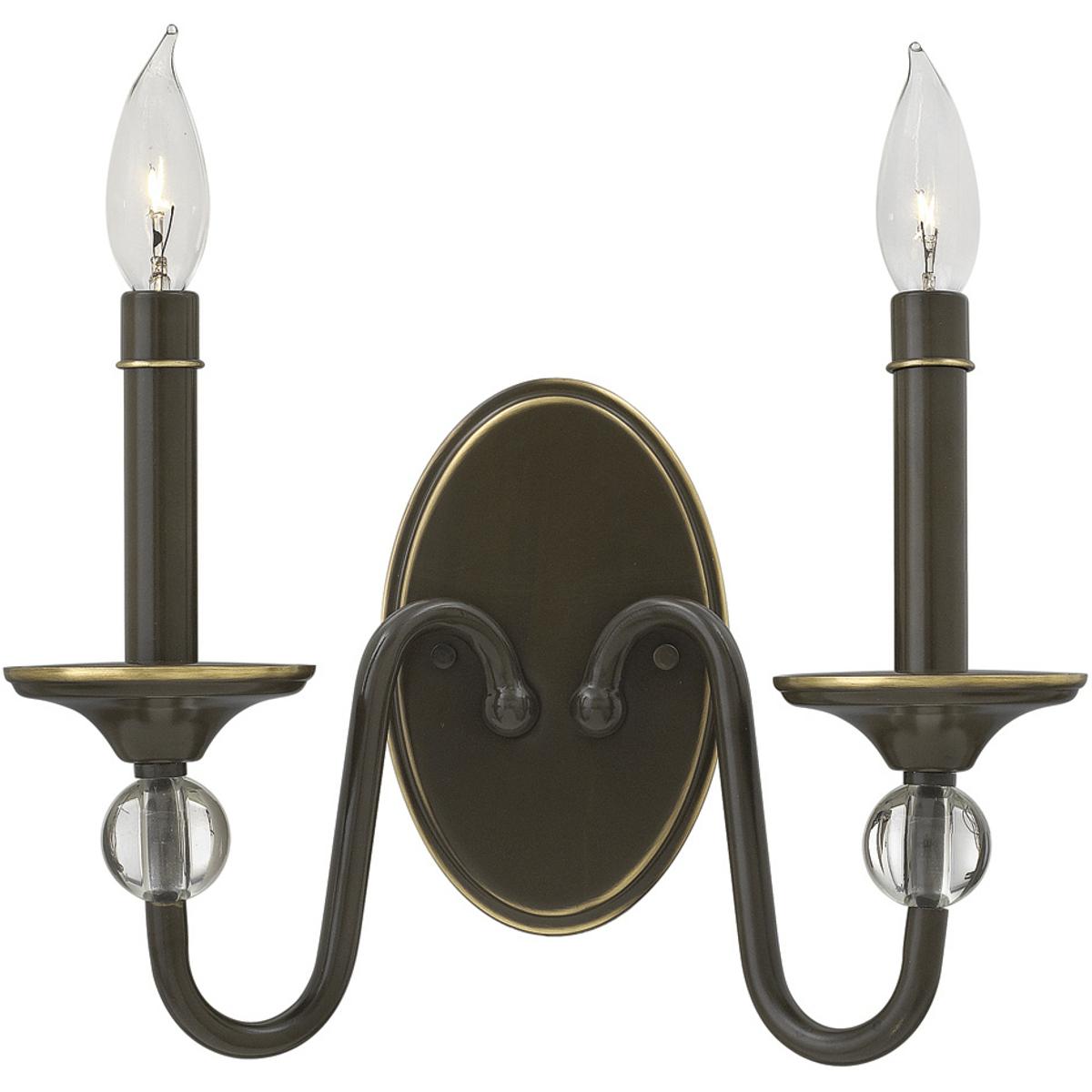 Hinkley 4952LZ Eleanor 2 Light 12.75 inch Light Oiled Bronze Indoor Wall Sconce Wall Light