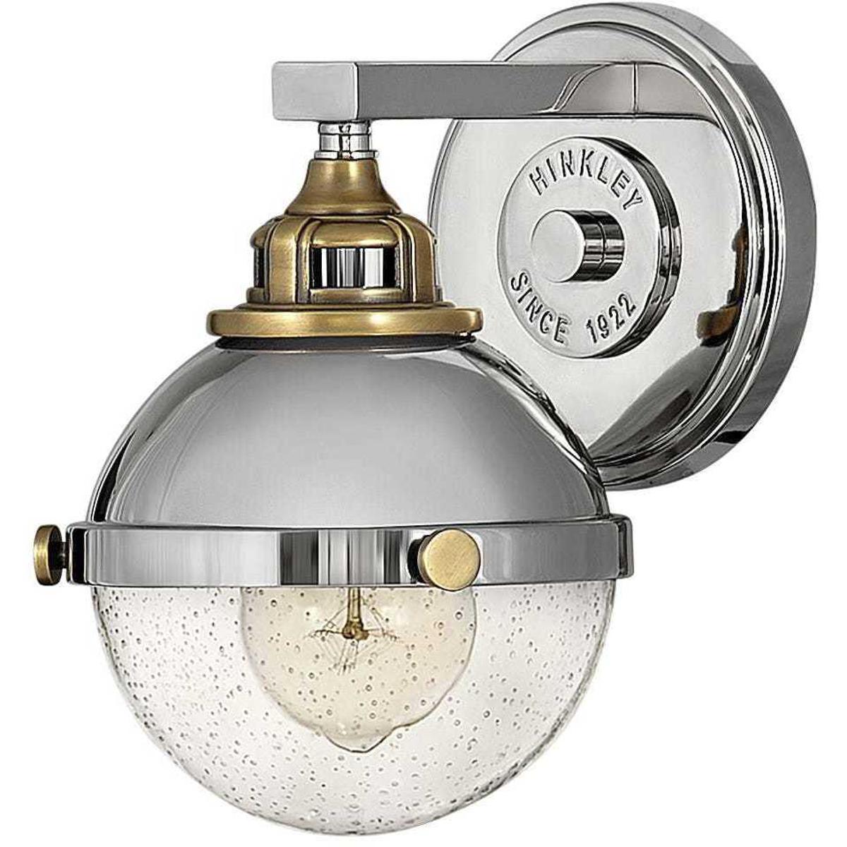 Hinkley 5170PN Fletcher 1 Light 7.75 inch Polished Nickel with Heritage Brass Vanity Light Wall Light