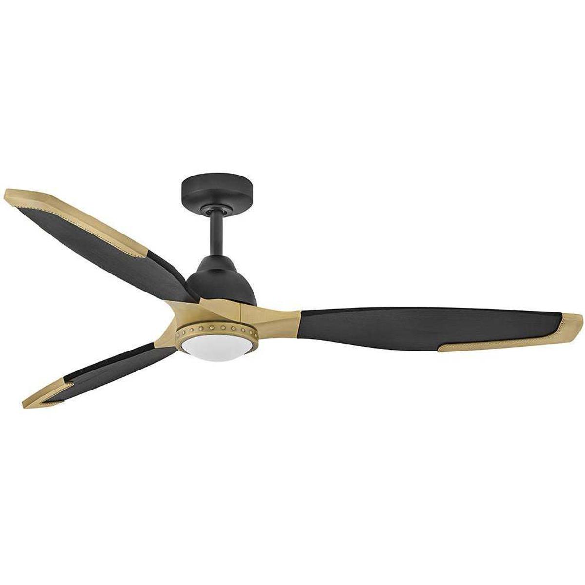 Hinkley 906760FMB-LDD Aileron 60 inch Matte Black with Heritage Brass with Matte Black Blades Smart Fan