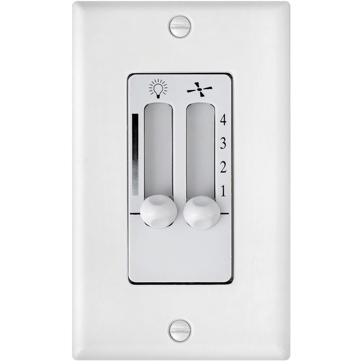 Hinkley 980008FWH Wall Ctl 4 Speed Dual Slide White Fan Wall Control, Dual Slide