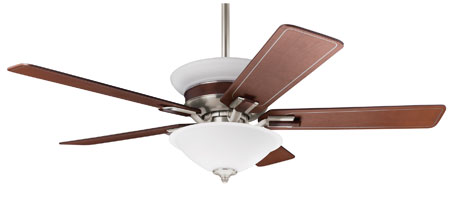 Hunter Prestige Fans Piedmont Ceiling Fan With Light And Remote 54inch in Brushed Nickel w cherry accents  28482