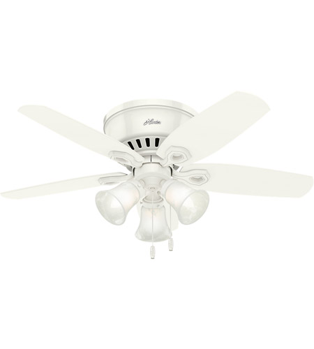 Hunter Fan 51090 Builder 42 Inch Snow White With Snow White Light Oak Blades Ceiling Fan Low Profile