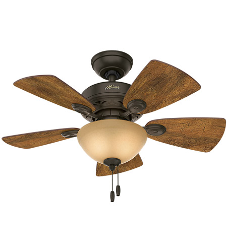 Hunter Fan 52090 Watson 34 Inch New Bronze With Cabin Home Walnut Blades Ceiling Fan