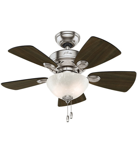 Hunter Fan 52092 Watson 34 Inch Brushed Nickel With Dark Walnut Cherry Blades Ceiling Fan