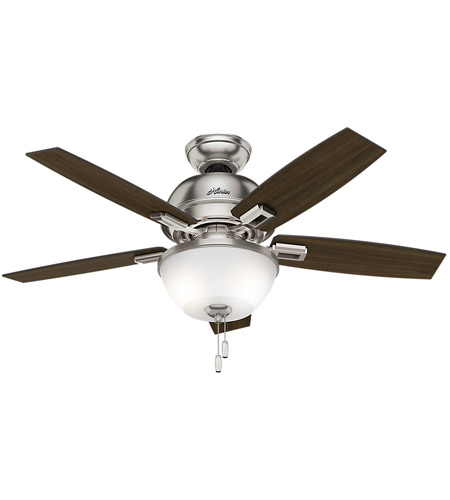 Donegan 44 Inch Brushed Nickel With Dark Walnut Distressed Oak Blades Ceiling Fan