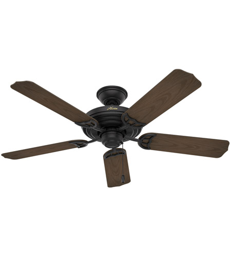Hunter Fan 53060 Sea Air 52 inch Textured Matte Black with Cocoa Blades Outdoor Ceiling Fan 