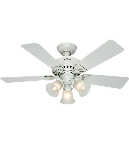 Hunter Fan 53081 The Beacon Hill 42 inch White with White/Light Oak Blades Indoor Ceiling Fan
