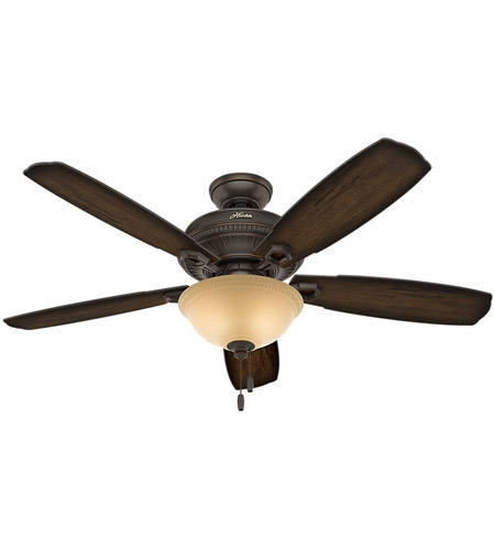 Hunter Fan 53353 Ambrose 52 inch Onyx Bengal with Burnished Aged Maple/Aged Maple Blades Ceiling Fan 