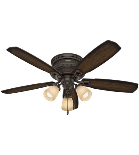 Hunter Fan 53356 Ambrose 52 inch Onyx Bengal with Burnished Aged Maple/Aged Maple Blades Ceiling Fan, Low Profile photo