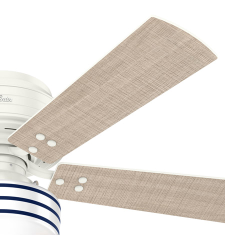 Hunter Fan 55079 Cedar Key 52 inch Fresh White with Washed Walnut/Light Stripe Blades Outdoor Ceiling Fan, Low Profile 55079_1.jpg