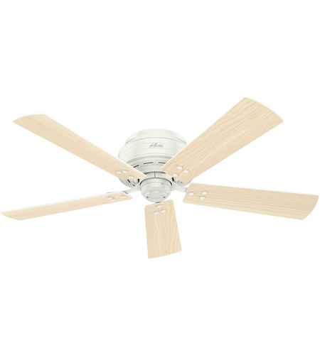 Hunter Fan 55079 Cedar Key 52 inch Fresh White with Washed Walnut/Light Stripe Blades Outdoor Ceiling Fan, Low Profile 55079_4.jpg