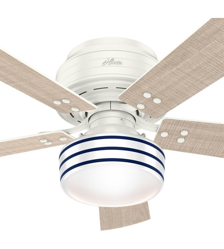 Hunter Fan 55079 Cedar Key 52 inch Fresh White with Washed Walnut/Light Stripe Blades Outdoor Ceiling Fan, Low Profile 55079_7.jpg