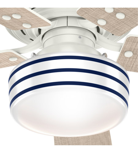 Hunter Fan 55079 Cedar Key 52 inch Fresh White with Washed Walnut/Light Stripe Blades Outdoor Ceiling Fan, Low Profile 55079_9.jpg