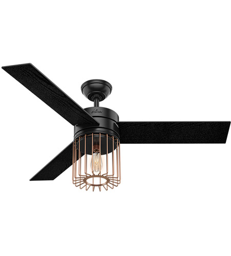 Hunter Fan 59239 Ronan 52 Inch Matte Black With Black Oak Rustic Grain Blades Ceiling Fan