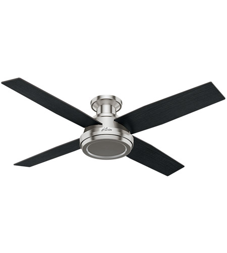 Hunter Fan 59247 Dempsey 52 Inch Brushed Nickel With Black Oak Chocolate Oak Blades Ceiling Fan Low Profile