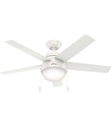 Hunter Fan 59266 Anslee 46 Inch Fresh White With Fresh White Natural Wood Blades Ceiling Fan