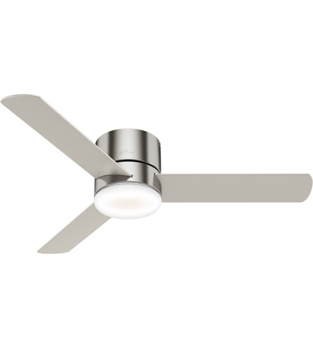 Hunter Fan 59299 Minimus 52 Inch Brushed Nickel With Matte Nickel Natural Wood Blades Ceiling Fan Low Profile