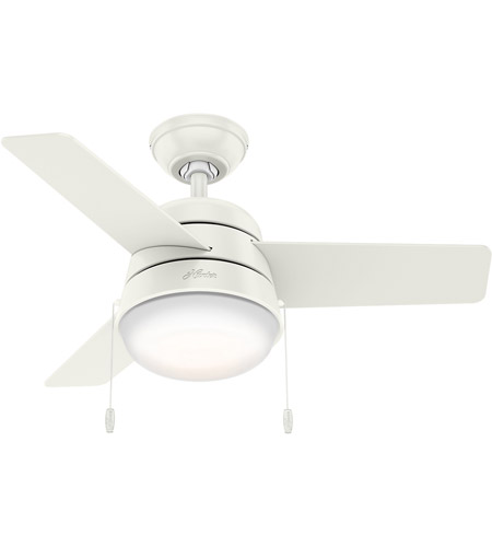 Hunter Fan 59301 Aker 36 Inch Fresh White With Fresh White Natural Wood Blades Ceiling Fan