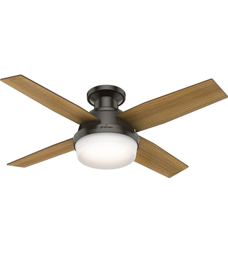 Dempsey 44 Inch Noble Bronze With Mid Century Walnut Umber Walnut Blades Ceiling Fan Low Profile