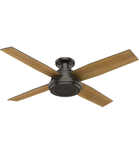 Hunter Fan 59449 Dempsey 52 Inch Noble Bronze With Mid Century Walnut Umber Walnut Blades Ceiling Fan Low Profile