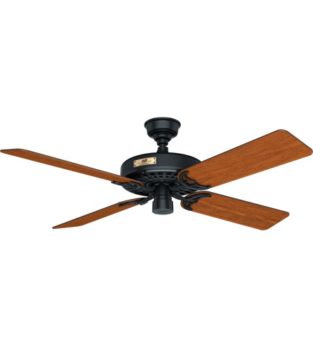 Hunter Fan 23838 Original 52 inch Matte Black with Walnut/Cherry Blades Outdoor Ceiling Fan 
