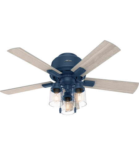 Hunter Fan 50326 Hartland 44 inch Indigo Blue with Light Gray Oak Blades Ceiling Fan