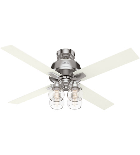 Hunter Fan 59650 Viven 52 Inch Brushed, Nickel Ceiling Fan With White Blades