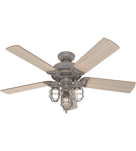 Hunter Fan 50410 Starklake 52 inch Quartz Grey with Washed Walnut/Grey Pine Blades Outdoor Ceiling Fan