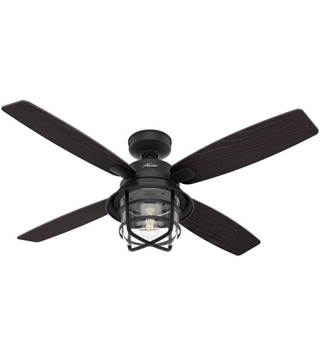 Hunter Fan 50391 Port Royale 52 inch Natural Iron with Black Willow/Walnut Stripe Blades Outdoor Ceiling Fan