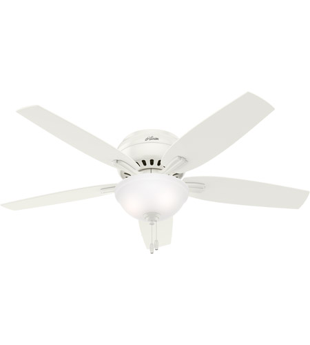 Hunter Fan 53313 Newsome 52 inch Fresh White with Fresh White/Light Oak Blades Ceiling Fan, Low Profile photo