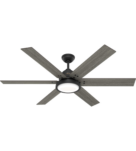Hunter Fan 51474 Warrant 60 inch Matte Black with Dark Gray Oak/Barnwood Blades Ceiling Fan