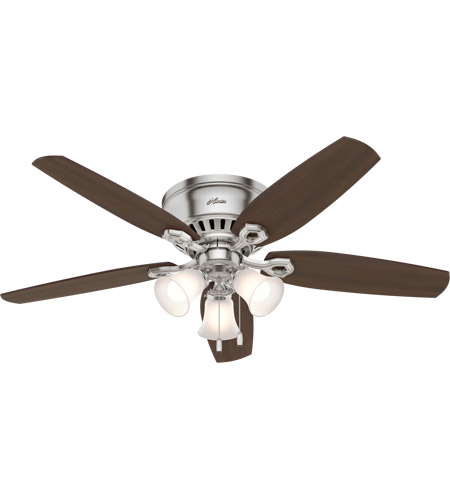 Hunter Fan 53328 Builder 52 inch Brushed Nickel with Brazilian Cherry/Harvest Mahogany Blades Ceiling Fan, Low Profile
