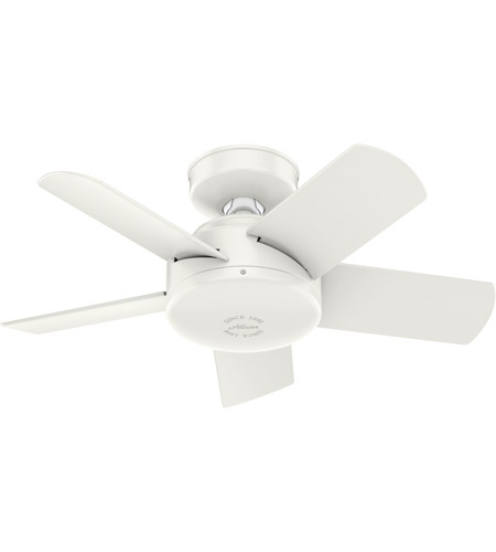 Hunter Fan 51362 Omnia 30 Inch Fresh White Outdoor Ceiling - Low Profile Black Ceiling Fan No Light