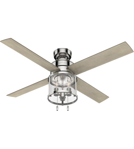 Hunter Fan 50270 Astwood 52 Inch Polished Nickel With Bleached Grey Pine Blades Ceiling - Hunter Ceiling Fan Light Flickers Off