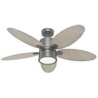 Hunter Fan 51192 Amaryllis 52 inch Matte Silver with Brushed Gray Oak Blades Outdoor Ceiling Fan  thumb
