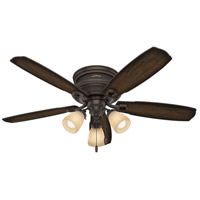 Hunter Fan 53356 Ambrose 52 inch Onyx Bengal with Burnished Aged Maple/Aged Maple Blades Ceiling Fan, Low Profile photo thumbnail