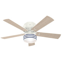 Hunter Fan 55079 Cedar Key 52 inch Fresh White with Washed Walnut/Light Stripe Blades Outdoor Ceiling Fan, Low Profile  photo thumbnail