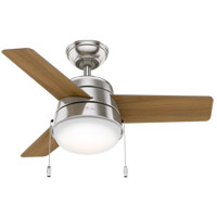 Hunter Fan 59303 Aker 36 inch Brushed Nickel with American Walnut/Natural Wood Blades Ceiling Fan thumb