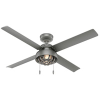 Hunter Fan 50339 Spring Mill 52 inch Matte Silver Outdoor Ceiling Fan thumb