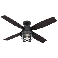 Hunter Fan 50391 Port Royale 52 inch Natural Iron with Black Willow/Walnut Stripe Blades Outdoor Ceiling Fan thumb
