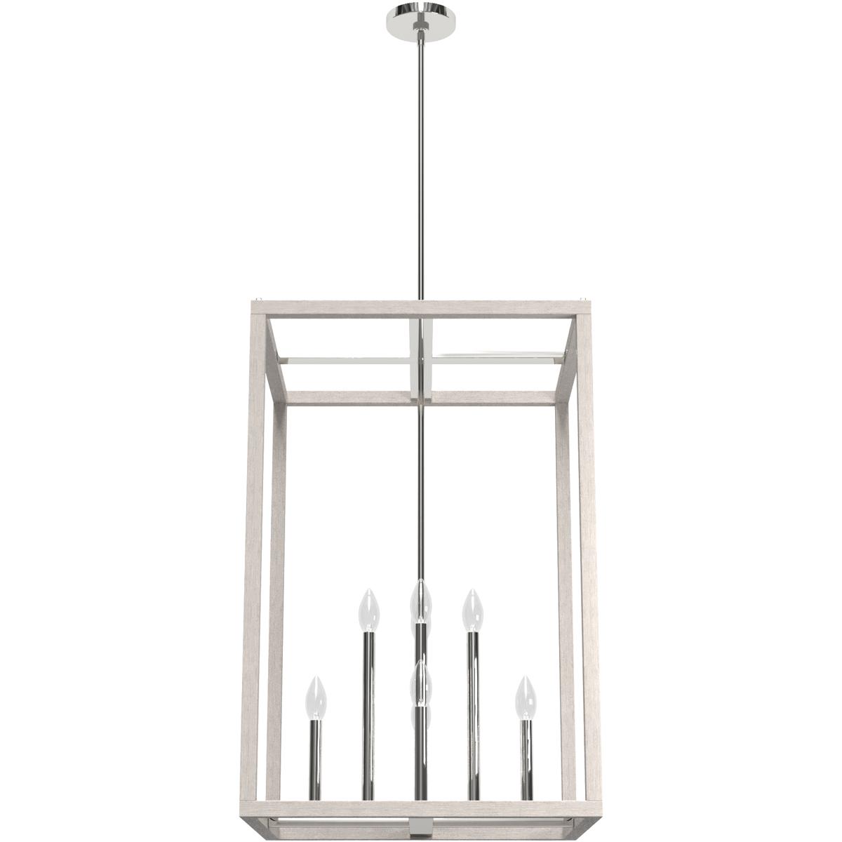 Hunter Fan 19109 Squire Manor 8 Light 22 inch Chrome and Distressed White Pendant Ceiling Light