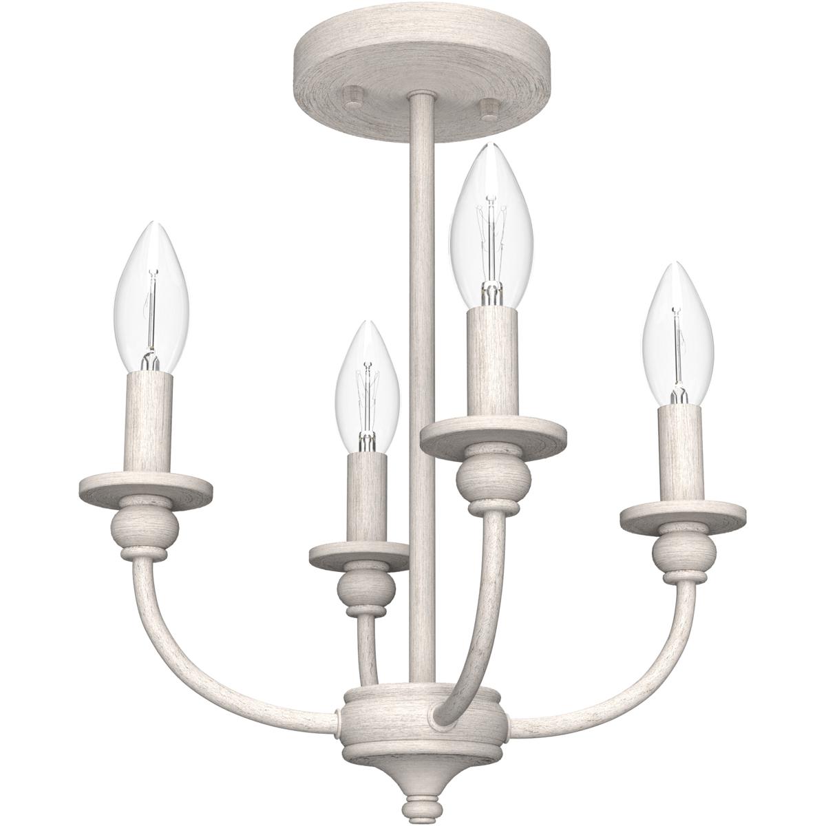 19643 15 x 13 x 13 in. Southcrest Distressed White 4 Light Flush Mount Ceiling Light Fixture