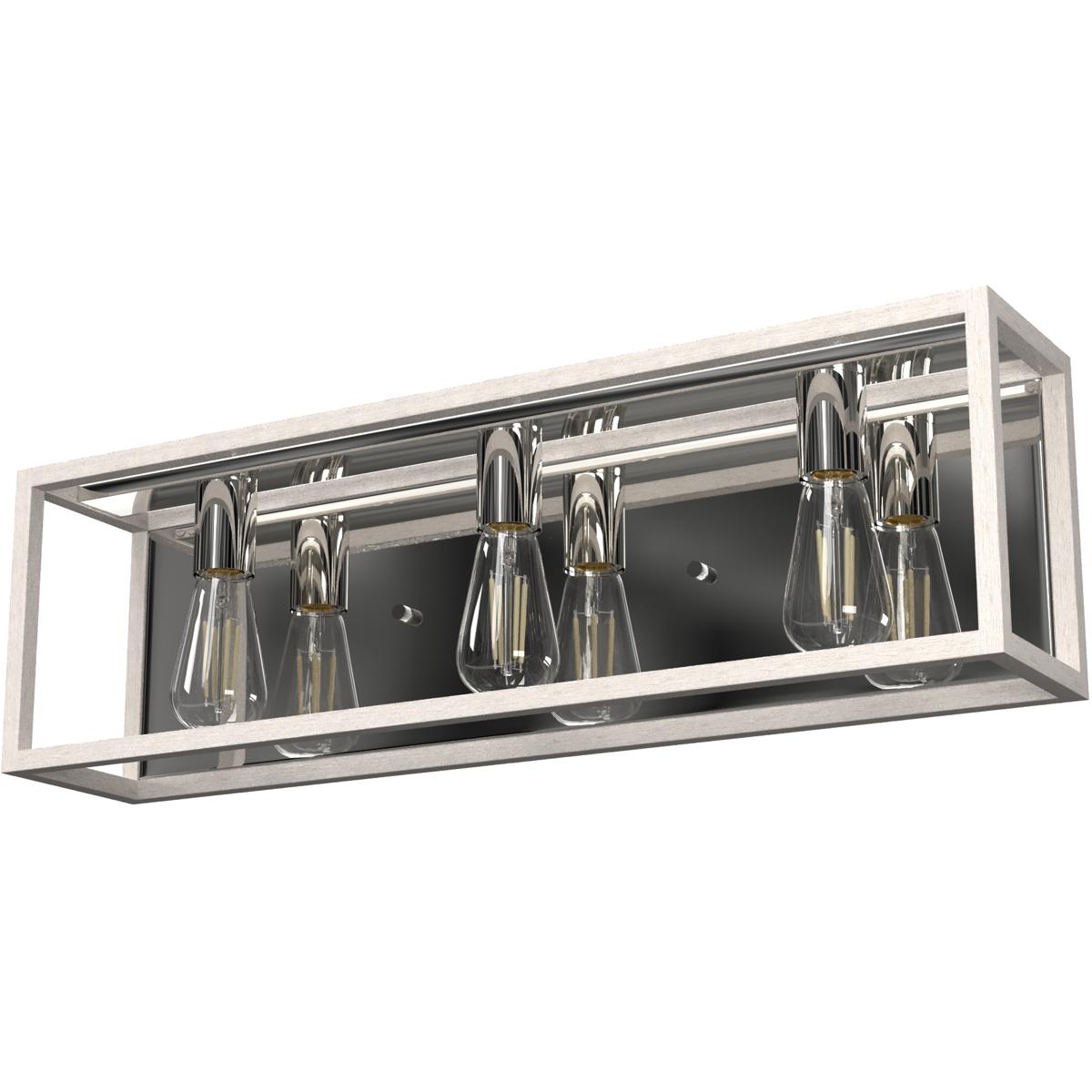 Hunter Fan 19036 Squire Manor 3 Light 25 inch Distressed White and Chrome Vanity Light Wall Light