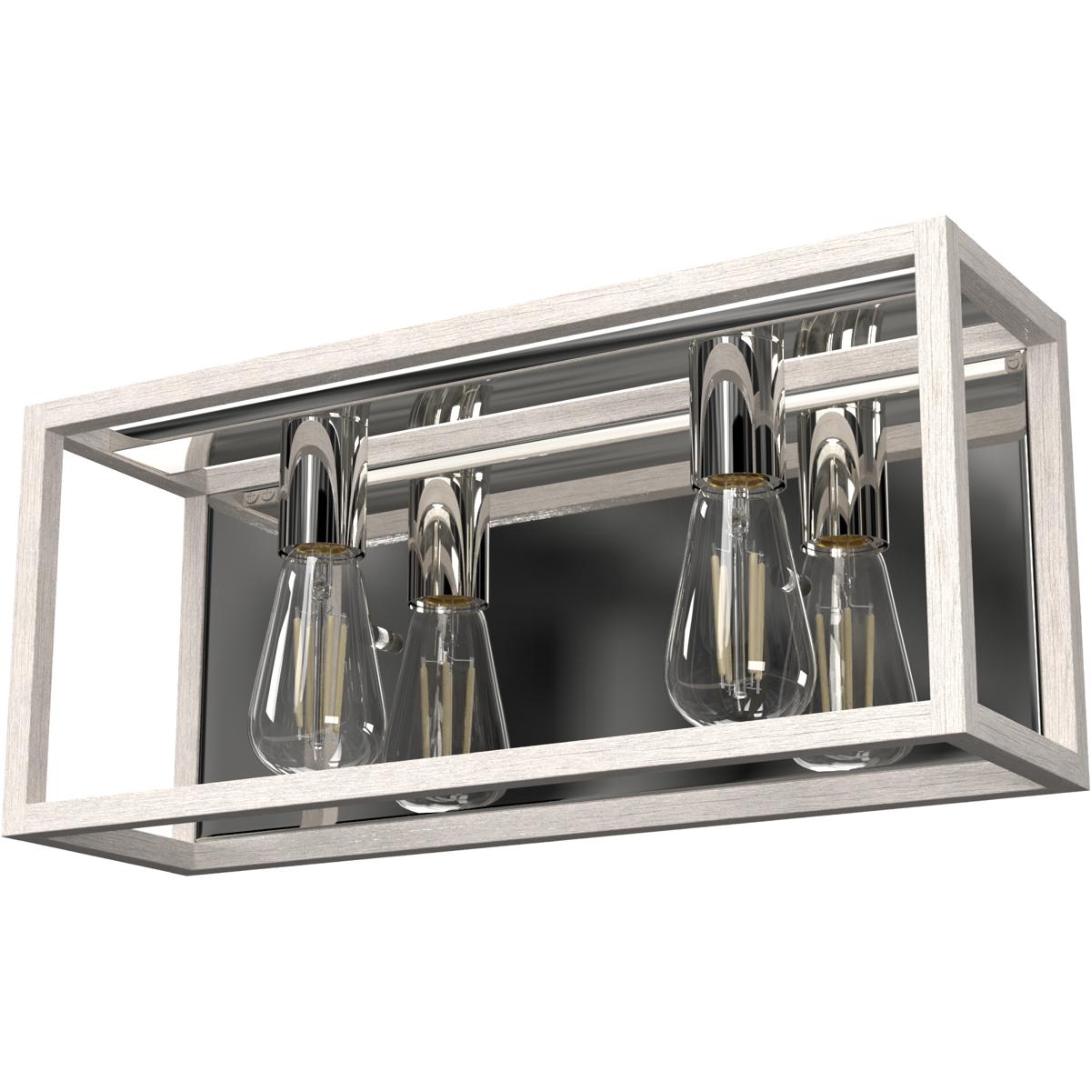 Hunter Fan 19035 Squire Manor 2 Light 17 inch Distressed White and Chrome Vanity Light Wall Light